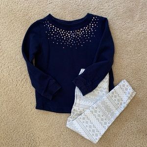 Set 4t little girl rhinestone top & sparkle pants